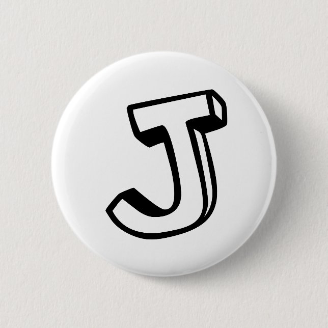 Letter J 6 Cm Round Badge (Front)