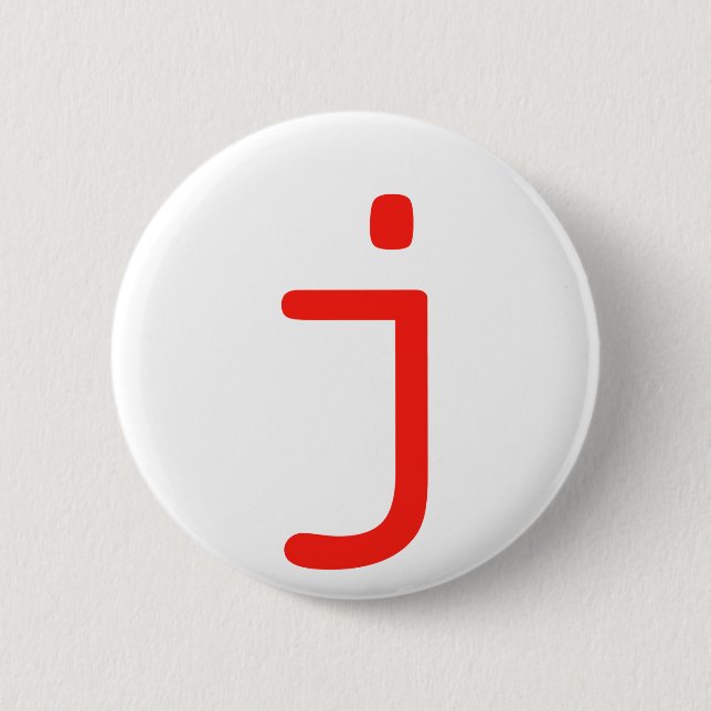 Letter j 6 cm round badge (Front)