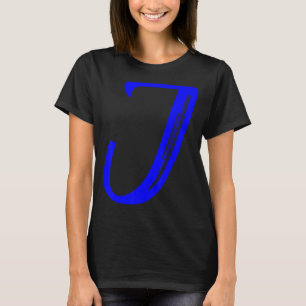 Letter J Alphabet Large Blue Graphic Initial T-Shirt