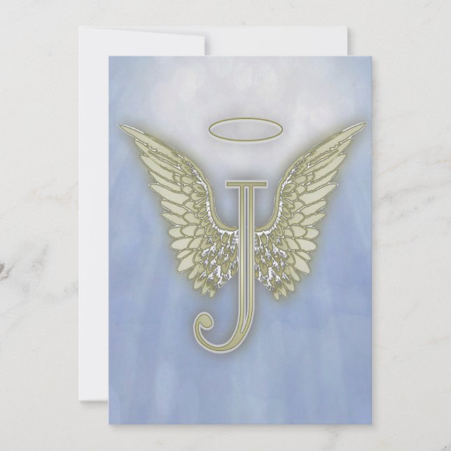 Letter J Angel Monogram Invitation (Front)