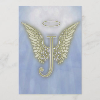 Letter J Angel Monogram Invitation