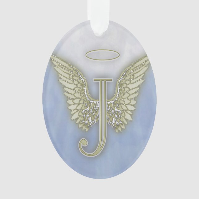 Letter J Angel Monogram Ornament (Front)