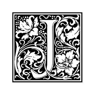 Letter J art nouveau black and white Tile  Self-inking Stamp