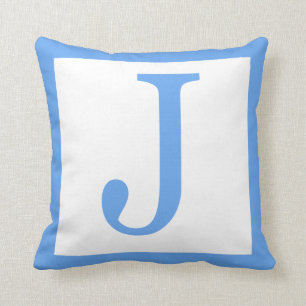 Letter J Baby Blue Border Cushion