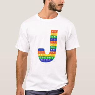 Letter J Capital Alphabet Fidget Pop It Funny Matc T-Shirt