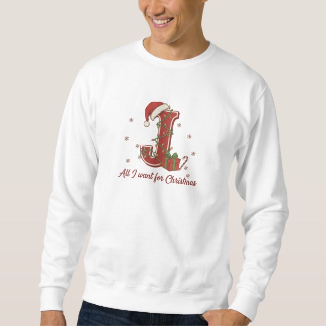 Letter J Christmas Monogram Design Sweatshirt (Front)