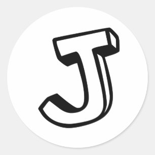 Letter J Classic Round Sticker