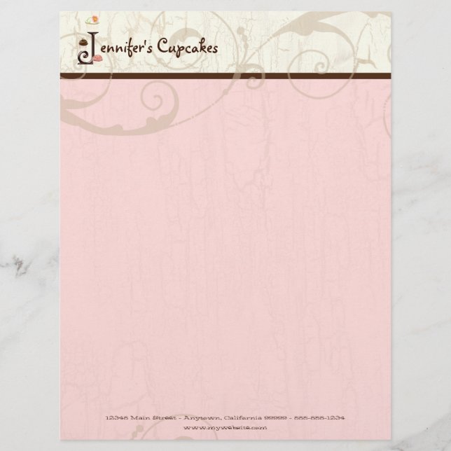 Letter J Cupcake Business Letterhead (Front)