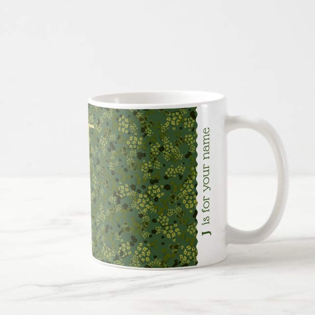 Letter J dark green and yellow liberty Coffee Mug (Right)