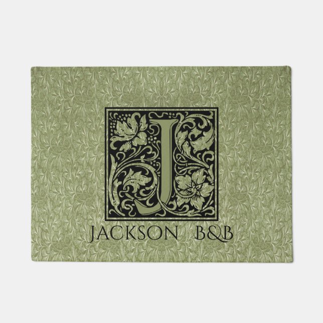 Letter J First Letter Monogram Personalised Doormat (Front)