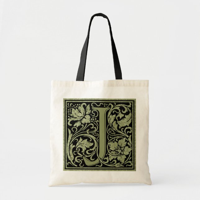 Letter J First Letter Monogram Tote Bag (Front)