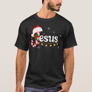 Letter J For Jesus Christian Candy Cane Santa Hat  T-Shirt