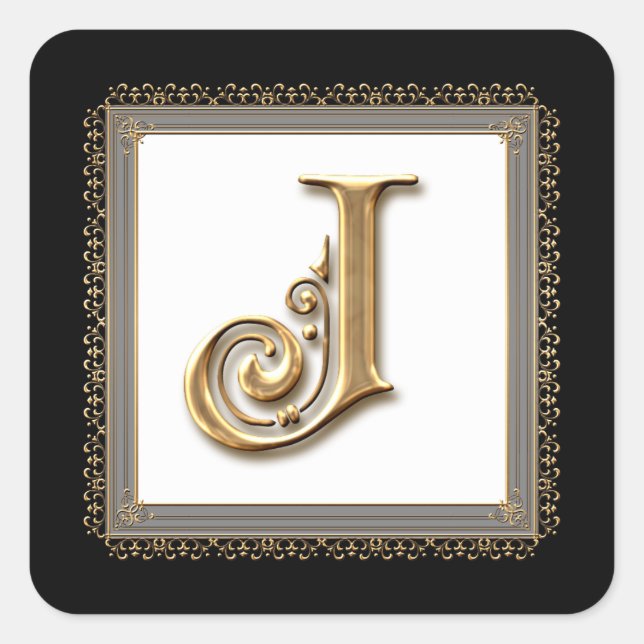 Letter J - Gold & Lace Classic Formal Wedding Seal (Front)