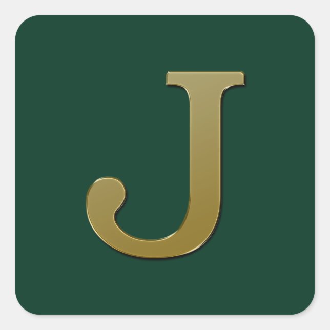 Letter J Gold Square Sticker (Front)