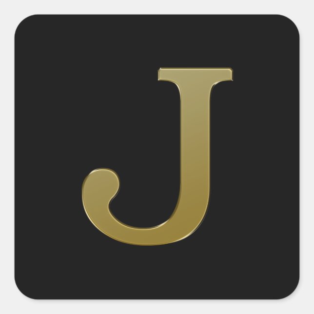 Letter J Gold Square Sticker (Front)