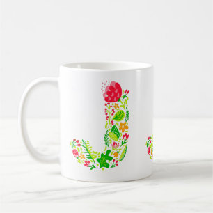 Letter J in Flowers Coffee Mug