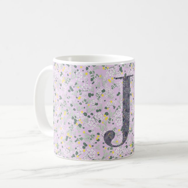 Letter J light purple liberty Coffee Mug (Front Left)