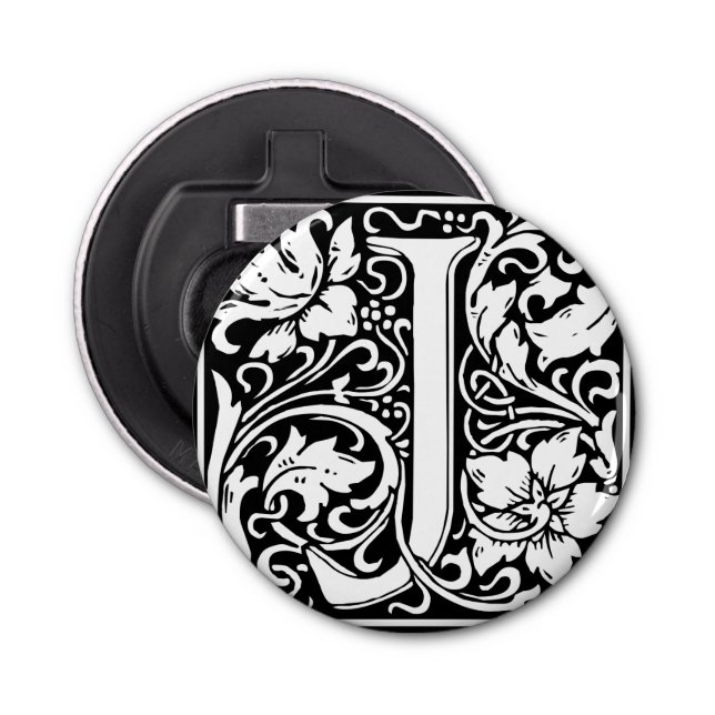 Letter J Mediaeval Monogram Art Nouveau Bottle Opener (Front)