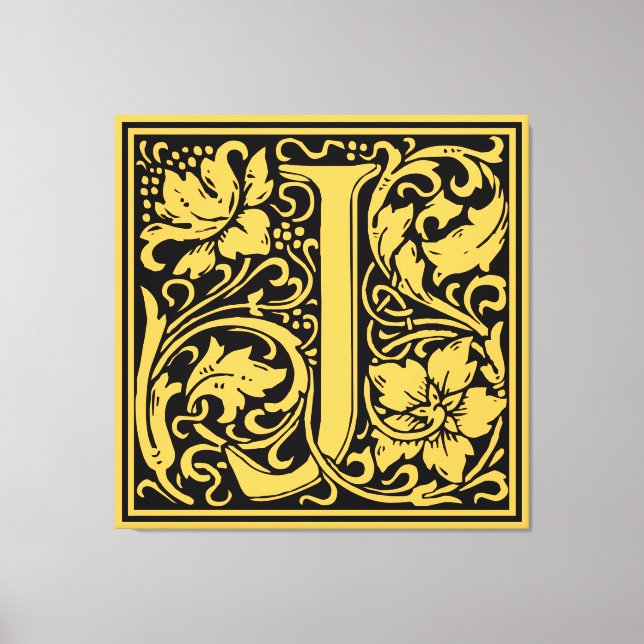 Letter J Mediaeval Monogram Art Nouveau Canvas Print (Front)