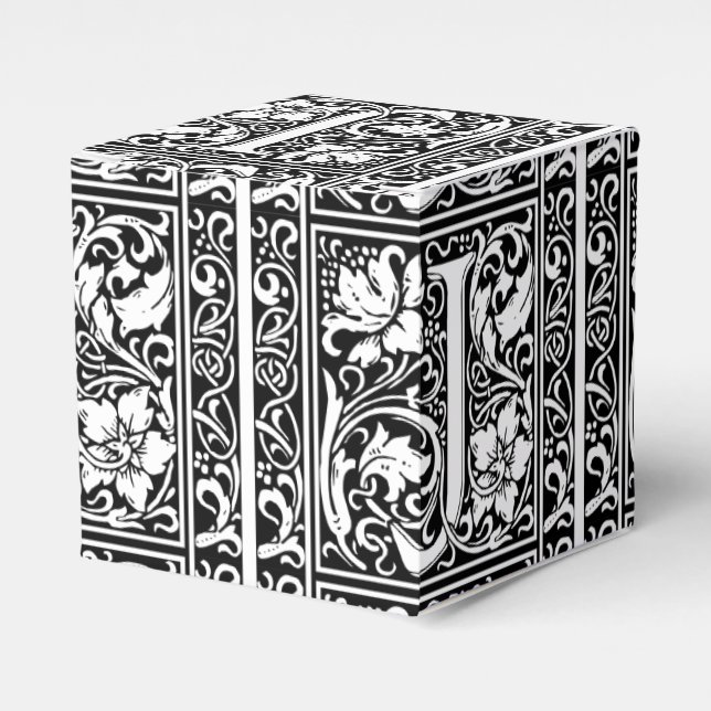 Letter J Mediaeval Monogram Art Nouveau Favour Box (Front Side)
