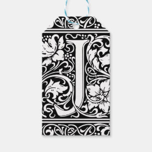 Letter J Mediaeval Monogram Art Nouveau Gift Tags