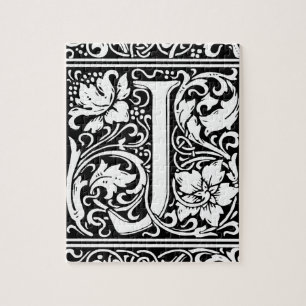 Letter J Mediaeval Monogram Art Nouveau Jigsaw Puzzle
