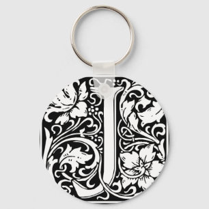 Letter J Mediaeval Monogram Art Nouveau Key Ring