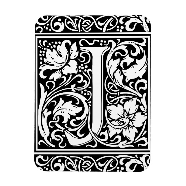 Letter J Mediaeval Monogram Art Nouveau Magnet (Vertical)