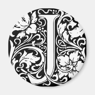 Letter J Mediaeval Monogram Art Nouveau Magnet