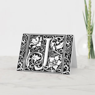 Letter J Mediaeval Monogram Art Nouveau Note Card