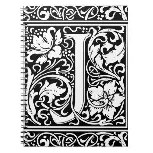 Letter J Mediaeval Monogram Art Nouveau Notebook