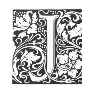 Letter J Mediaeval Monogram Art Nouveau Notepad