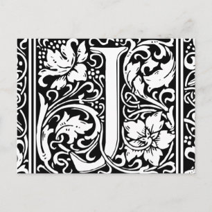 Letter J Mediaeval Monogram Art Nouveau Postcard