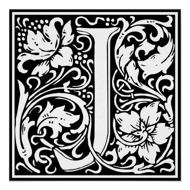 Letter J Mediaeval Monogram Art Nouveau Poster (Front)