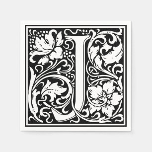 Letter J Mediaeval Monogram Vintage Initial Napkin