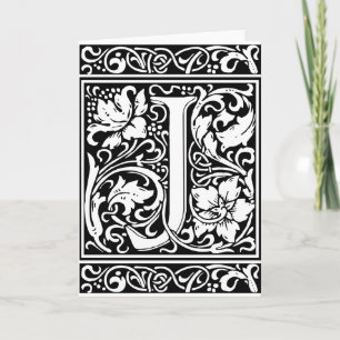 Letter J Mediaeval Monogram Vintage Initial Note Card