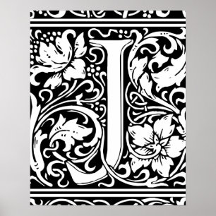 Letter J Mediaeval Monogram Vintage Initial Poster