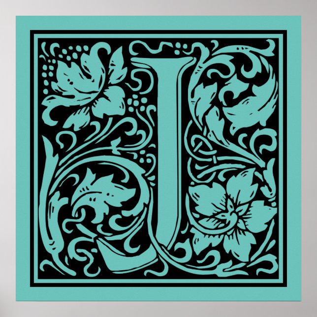 Letter J Mediaeval Monogram Vintage Initial Poster (Front)