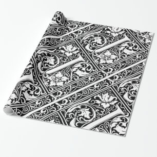 Letter J Mediaeval Monogram Vintage Initial Wrapping Paper