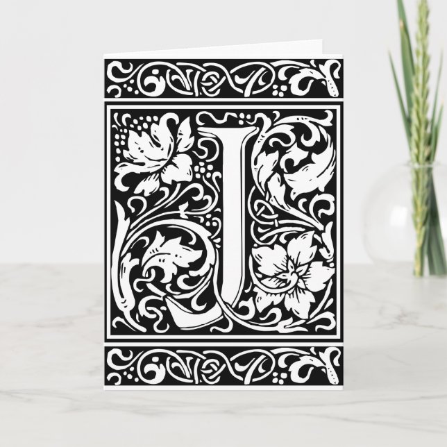 Letter J Medieval Monogram Art Nouveau Note Card (Front)