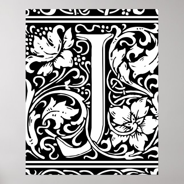 Letter J Medieval Monogram Art Nouveau Poster (Front)