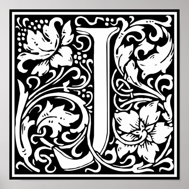 Letter J Medieval Monogram Art Nouveau Poster (Front)
