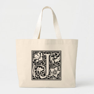 Letter J Medieval Monogram Vintage Initial Large Large Tote Bag