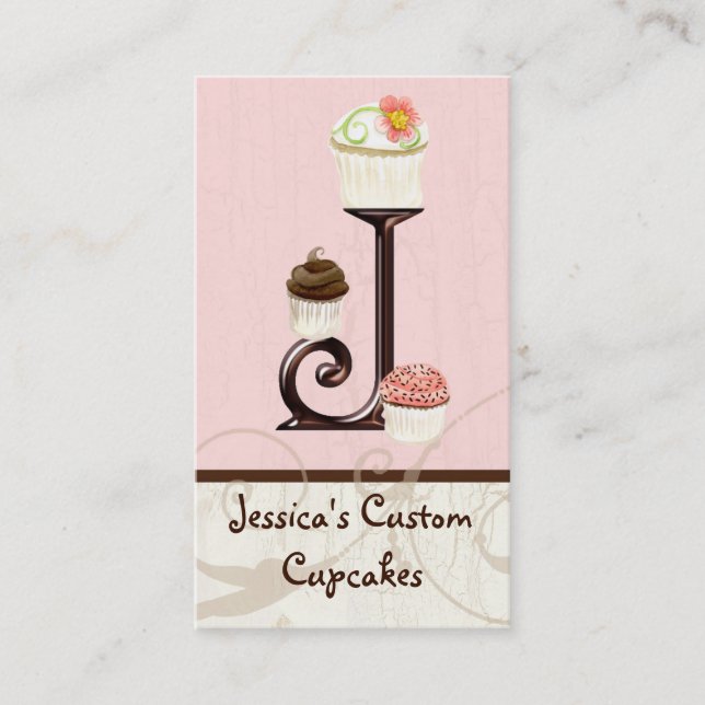 Letter J Monogram Dessert Bakery Business Cards (Front)