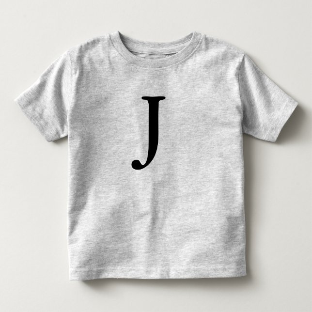 Letter J monogrammed black initial t shirt (Front)