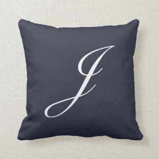 Letter J Navy Blue Monogram Pillow