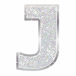 Letter J Photo Sculpture Decoration<br><div class="desc">Letter J silver faux glitter ornament</div>