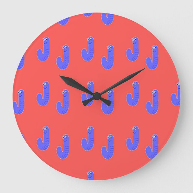 Letter J pink Large Clock (Front)