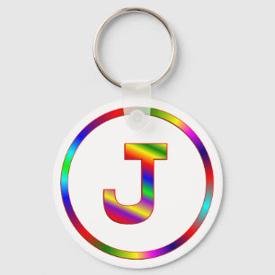 Letter J Rainbow Key Ring