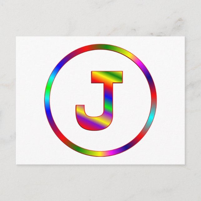 Letter J Rainbow Postcard (Front)